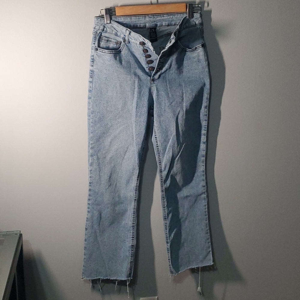 SoundStyle Jeans Womens Size 4 Blue Button-fly Button Fly Frayed-hem